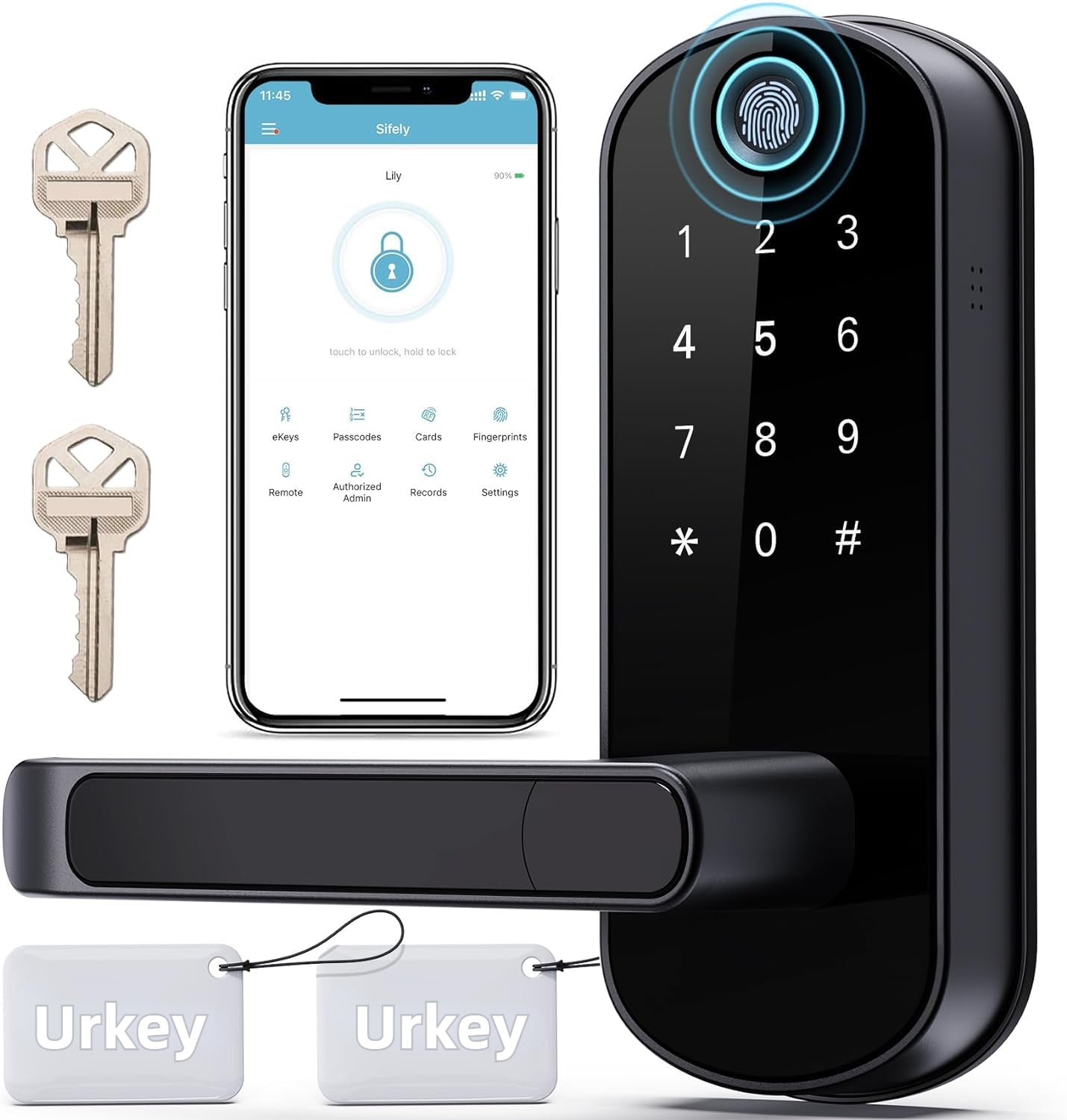 Urkey Smart Lock, Keyless Entry Door Lock, Smart Door Lock, Smart Lock for Front Door, Door Lock with Keypad, Fingerprint Door Lock, Biometric Door Lock, Digital Door Lock